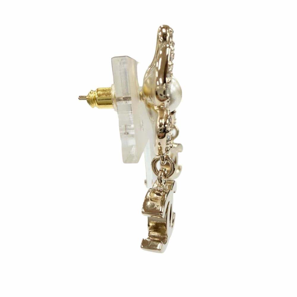 CHANEL Authentic Gold Pearl Logo Earrings - Picture 5 of 7
